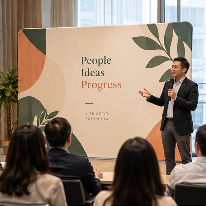 Straight Fabric Backdrop: create a presentation wall - Company event