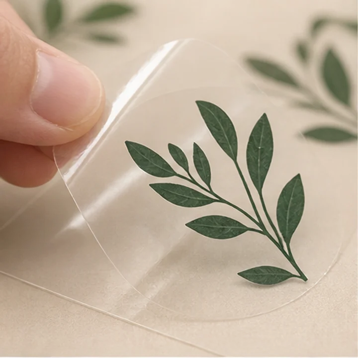 Transparent Sticker material and construction illustration