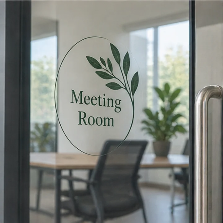 Transparent Sticker: add door lettering - Smooth office glass