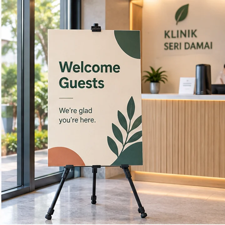 Tripod Board: welcome guests - Reception entrance