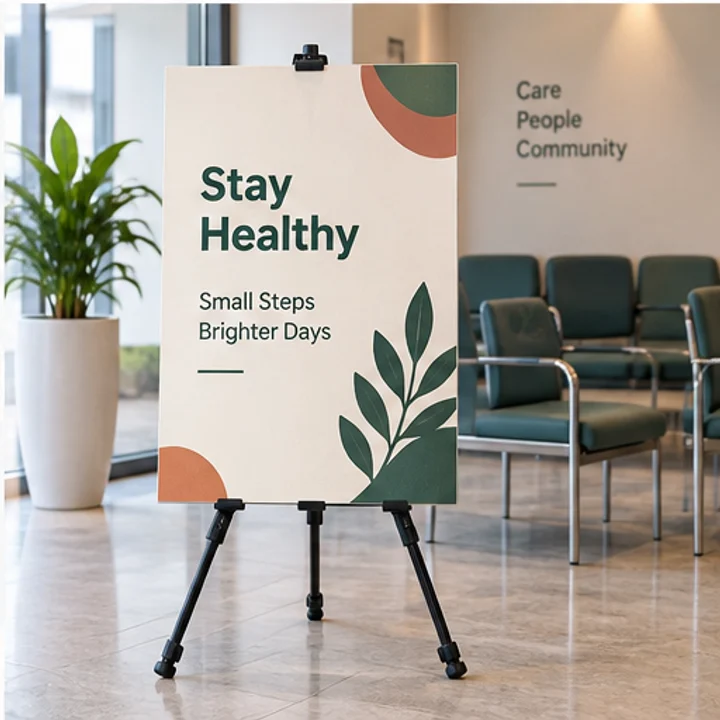 Tripod Board: share an announcement - Waiting-area floor display