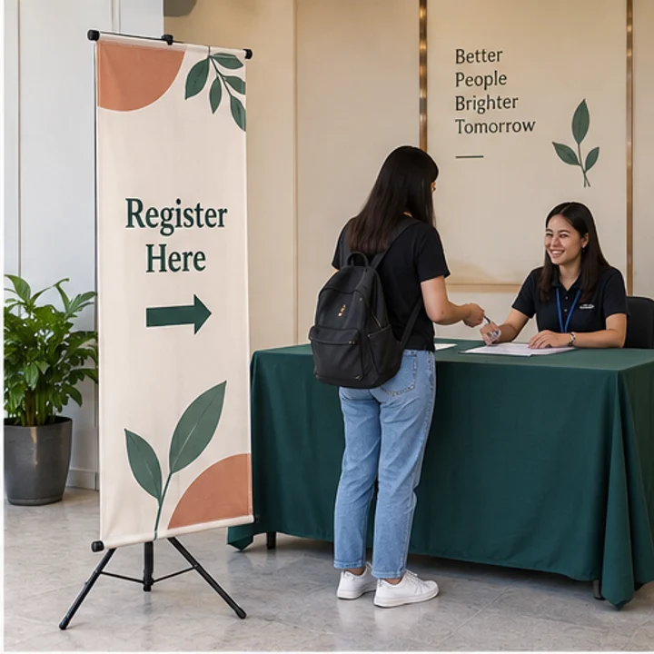 Tripod Bunting: guide registration - Registration desk approach