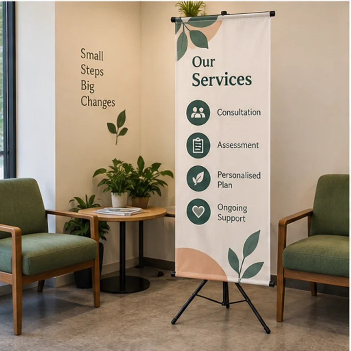 Tripod Bunting: list services - Waiting-area corner