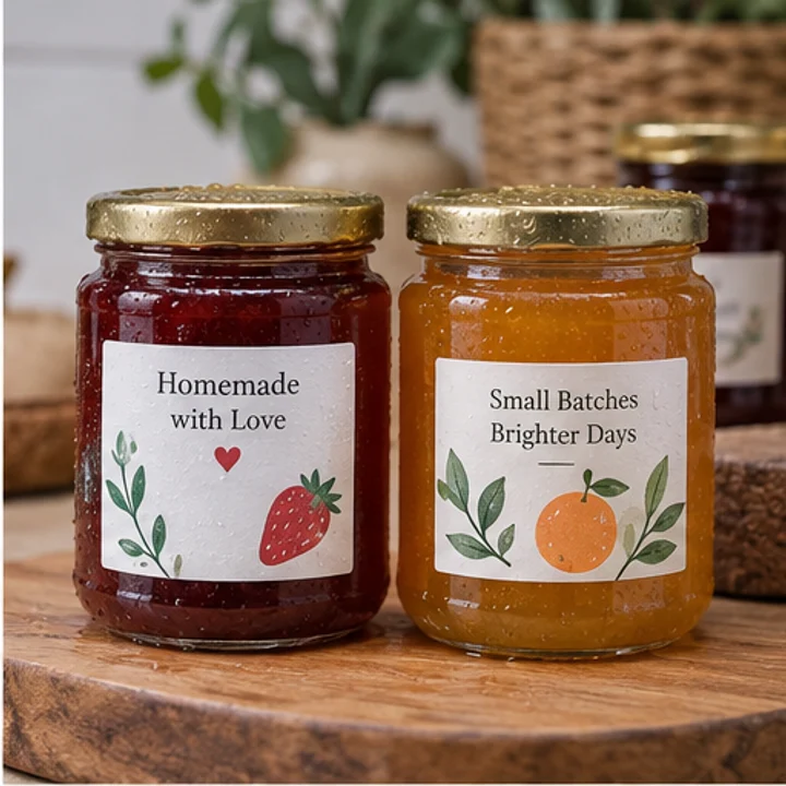 Waterproof Label Sticker: brand jars - Jam or craft jars