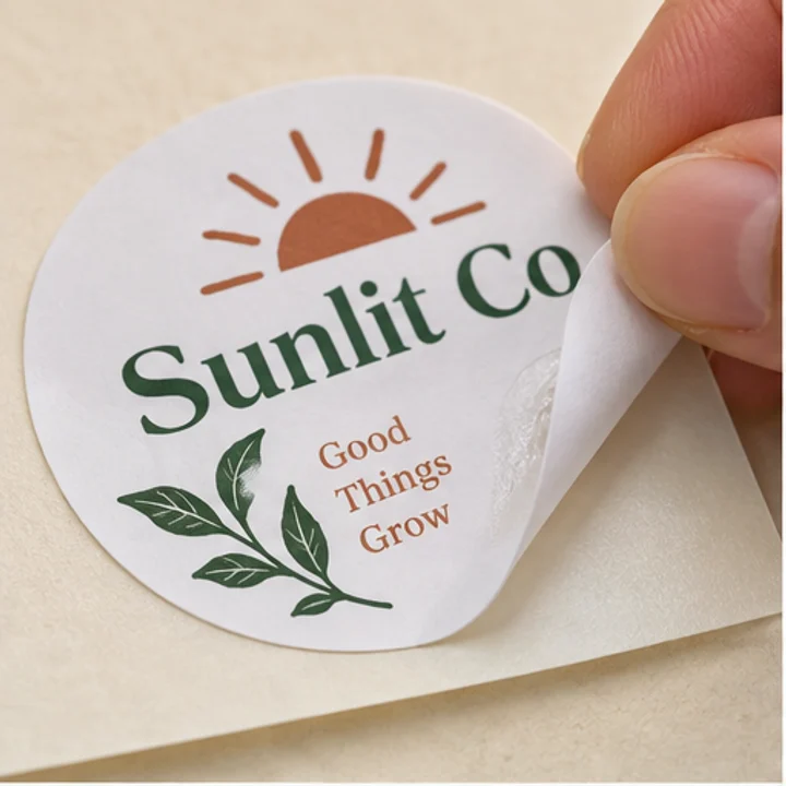 White Sticker material and construction illustration