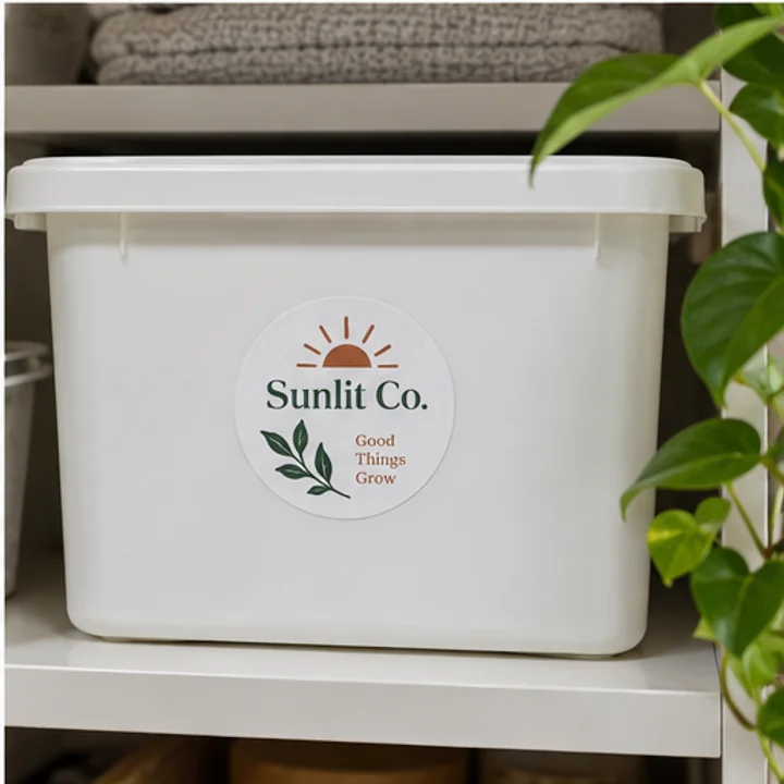 White Sticker: name storage boxes - Smooth household containers