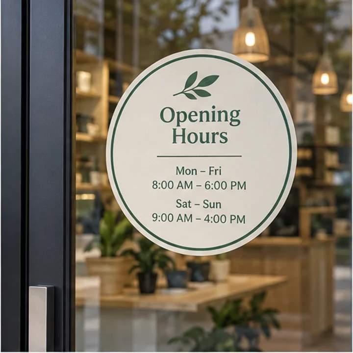 Window Sticker: show opening hours - Shop entrance glass