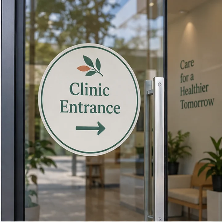 Window Sticker: identify the entrance - Clinic front door